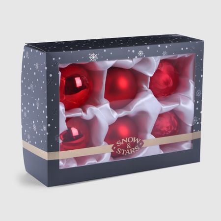 Набор ёлочных игрушек Snow and Stars шары красный микс 8 см 6 шт
