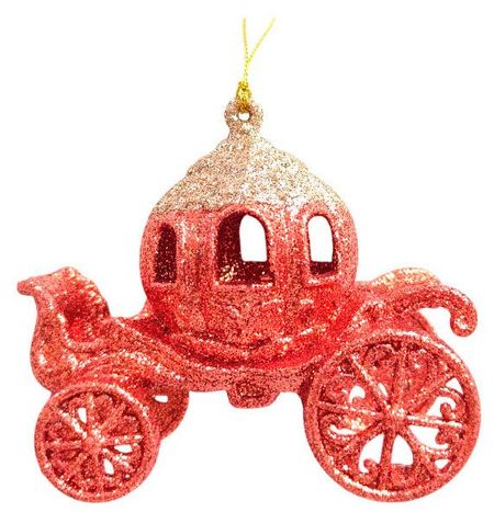 Елочное украшение Actuel Розовый зефир Подвеска Карета пластик, 12 см