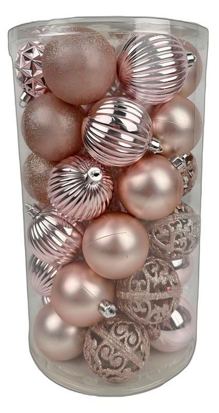 Набор елочных шаров Actuel розовые, 37 шт