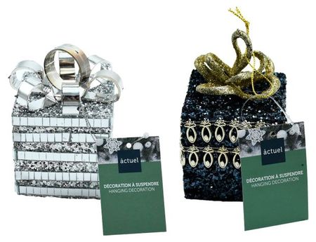 Елочное украшение Actuel Снежная королева Подвеска Подарок с глитером пена, 6 см