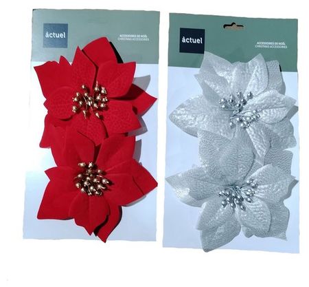 Украшение Actuel Вокруг света Цветок пуансеттия 15 см, 1 шт в ассортименте