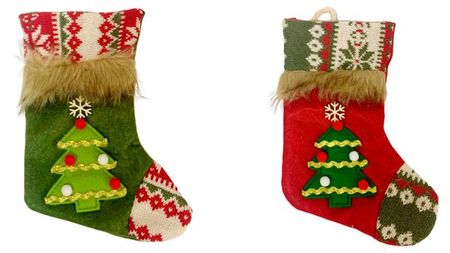 Декорация новогодняя Рождественский носок Елка 24,5 см, 1 шт в ассортименте из фетра елка кружевная 5шт в ассортименте 11 02443 2443 8 11 22220 f 2mix