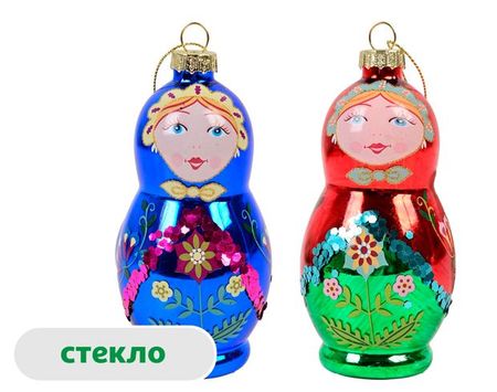 Елочное украшение Вокруг света Подвеска Матрешка стекло 12,7 см, 1 шт в ассортименте