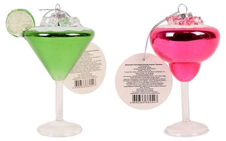 Елочное украшение Розовый зефир Подвеска Коктейль стекло 11 см, 1 шт в ассортименте