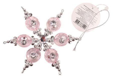 Елочное украшение Розовый зефир Подвеска Снежинка, 13,5 см