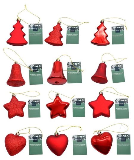 Елочное украшение Actuel Подвеска красная пластик 8 см, 1 шт в ассортименте