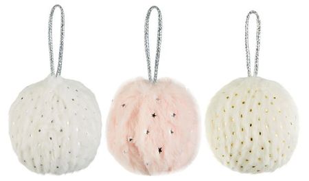 Елочный шар Розовый зефир меховой 8 см, 1 шт в ассортименте