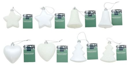 Елочное украшение Actuel Подвеска белая пластик 8 см, 1 шт в ассортименте