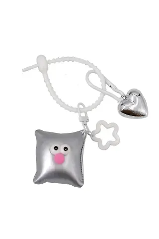 Брелок-обвес на сумку Подушечка с глазками Серебряная (текстиль) (12-3307032615-6130)