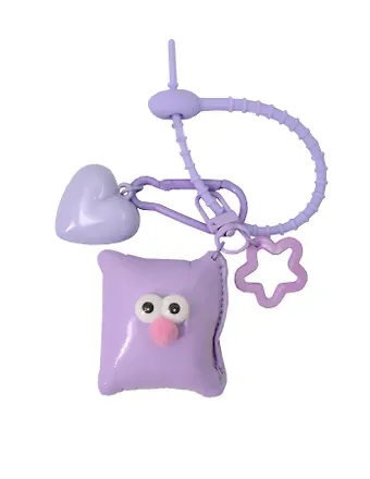 Брелок-обвес на сумку Подушечка с глазками Лавандовая (текстиль) (12-3307032615-6131)