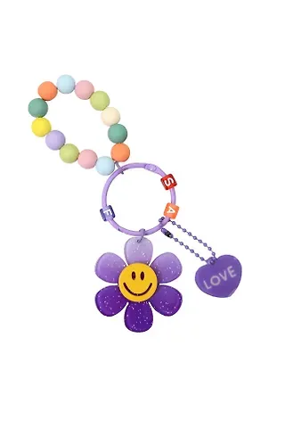 Брелок-обвес на сумку Цветочек с бусинами Фиолетовый (пластик) (12-3307032615-6136)
