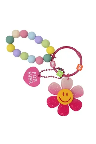 Брелок-обвес на сумку Цветочек с бусинами Роовый (пластик) (12-3307032615-6137)