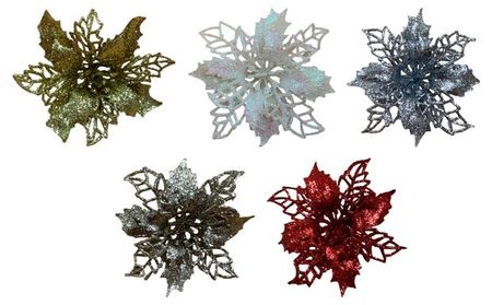 Украшение Вокруг света Цветок пуансеттия 11 см, 1 шт в ассортименте