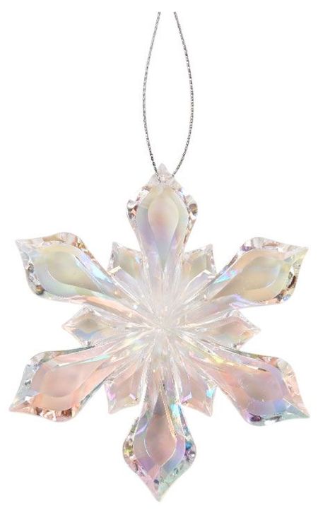 Елочное украшение Розовый зефир Подвеска Снежинка перламутровая, 10 см