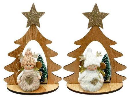 Декорация Actuel Елочка деревянная 20 см, 1 шт в ассортименте