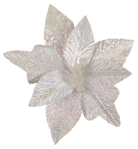 Украшение Снежная королева Цветок пуансеттия, 28 см