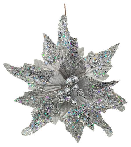 Украшение Снежная королева Цветок пуансеттия, 32 см