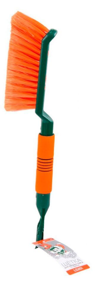 Щетка для уборки снега Li-Sa оранжевая со скребком, 42 см