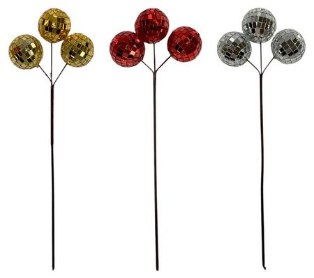 Украшение Вокруг света Ветка диско-шары 24 см, 1 шт в ассортименте