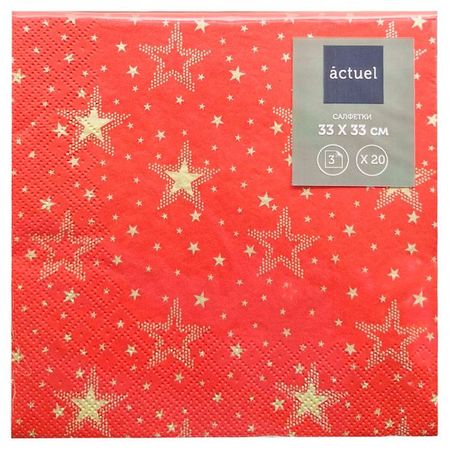 Салфетки бумажные Actuel Золотые звезды на красном 3 слоя 33х33 см, 20 л бумажные куколки l o l surprise яркие наряды
