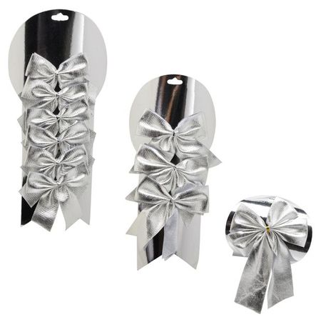 Декорация Бант серебристый 14х19 см, 1 шт в ассортименте