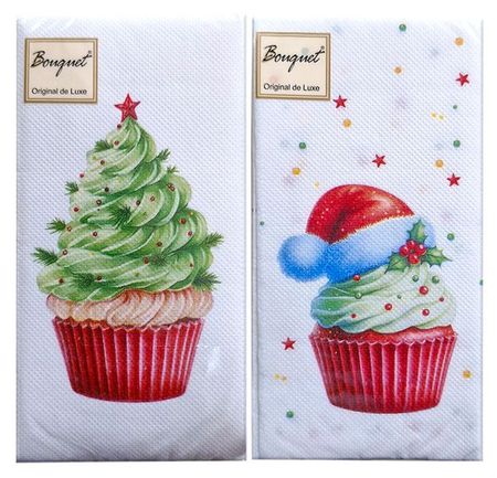 Салфетки бумажные Bouquet Вокруг света Новогодние кексики 3 слоя 33х33 см 20 л, 1 шт в ассортименте