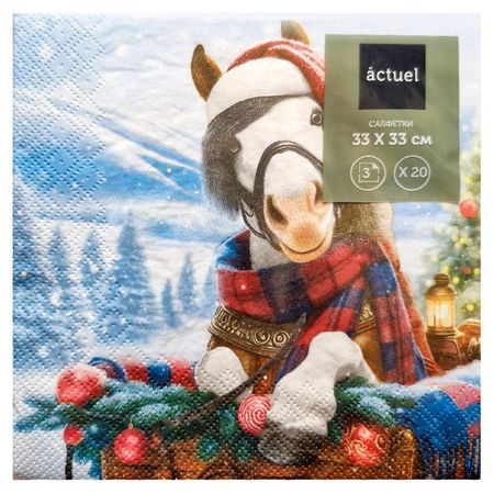 Салфетки бумажные Actuel На санях 3 слоя 33х33 см, 20 л бумажные куколки l o l surprise яркие наряды