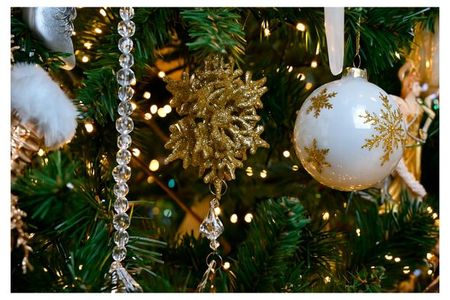 Елочное украшение Золото театра Подвеска Цветы золотые пластик 8 см, 1 шт в ассортименте