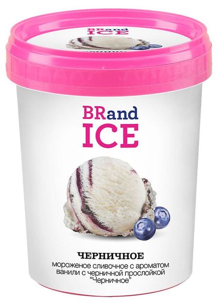 Мороженое сливочное BRandICE с ароматом ванили с черничной прослойкой БЗМЖ, 1 л