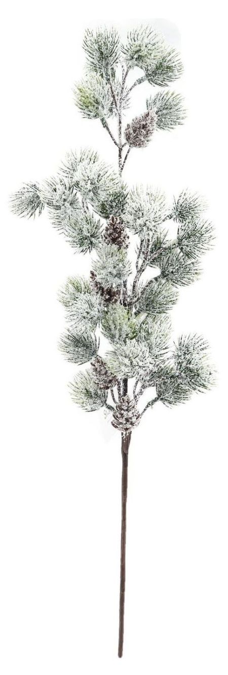 Украшение Снежная королева Ветка заснеженная с шишками, 64 см