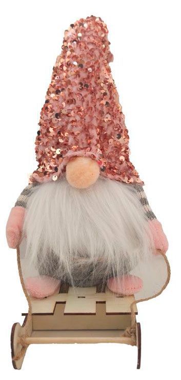 Фигурка декоративная Розовый зефир Гном на санях, 24 см