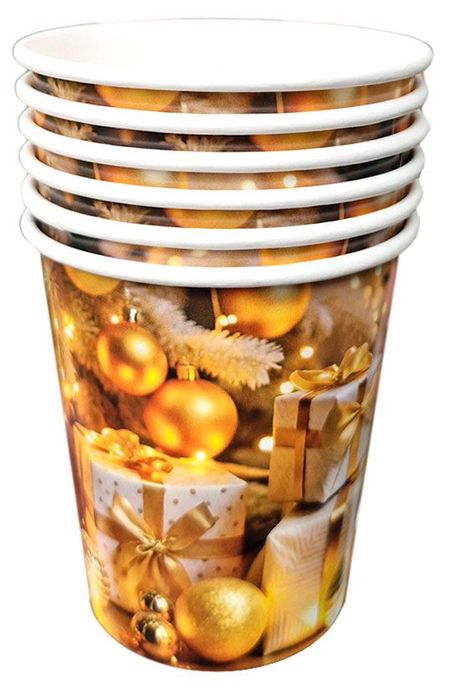 Стаканы бумажные одноразовые Actuel Золото театра Подарки, 250 мл х 6 шт
