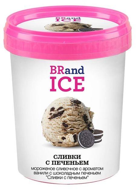 Мороженое сливочное BRandICE Сливки с печеньем БЗМЖ, 1 л