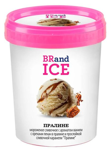 Мороженое сливочное BRandICE с орехами пекан в пралине и прослойкой сливочной карамели БЗМЖ, 1 л