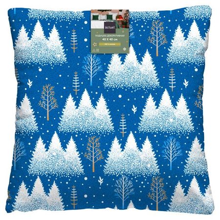 Подушка декоративная Actuel Зимний лес синяя, 40х40 см