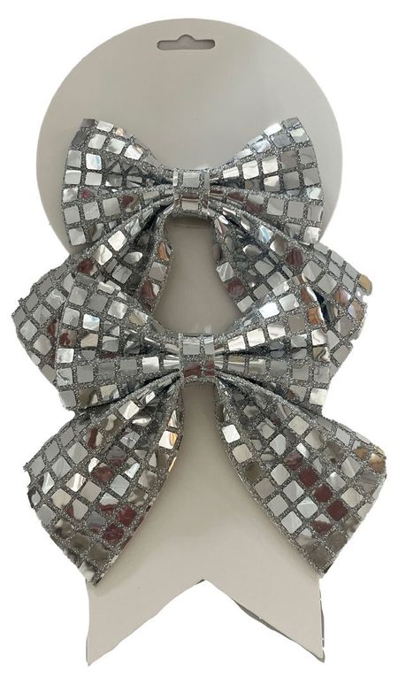 Декорация Actuel Бант серебряный, 2 шт х 5 см