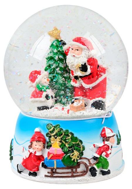 Снежный шар Санта и снеговик, 16 см
