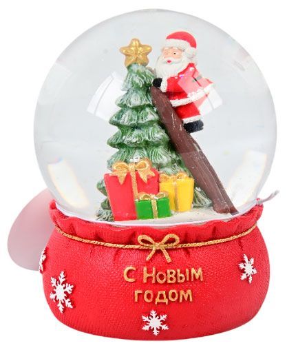 Снежный шар Санта на елке, 16 см