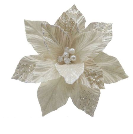 Украшение Снежная королева Цветок пуансеттия, 26 см