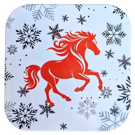 Подставка под горячее деревянная Символ года огненная лошадь, 14,5 см
