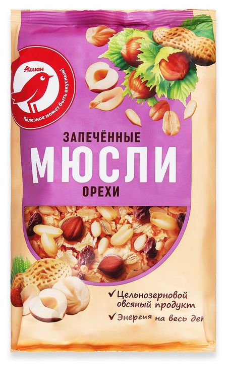 Мюсли запеченные АШАН Красная птица орехи, 750 г