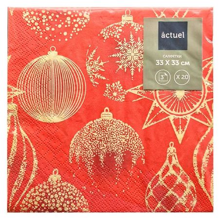 Салфетки бумажные Actuel Золотые шары на красном 3 слоя 33х33 см, 20 л цао сюэ цинь сон в красном тереме