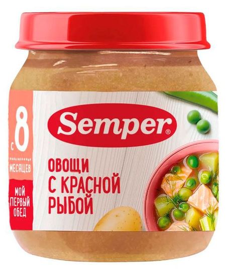 Пюре Semper овощи с красной рыбой с 8 мес., 100 г