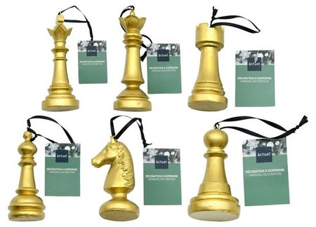 Елочное украшение Actuel Золото театра Подвеска Шахматы 13 см, 1 шт в ассортименте