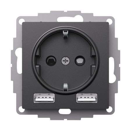 Розетка USB Systeme Electric AtlasDesign встраиваемая базальт 2хUSB-A (ATN001430)
