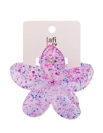 Заколка-крабик Цветок прозрачный/фиолетовый узор (пластик) (12-253004-С9) (Lafilaf)