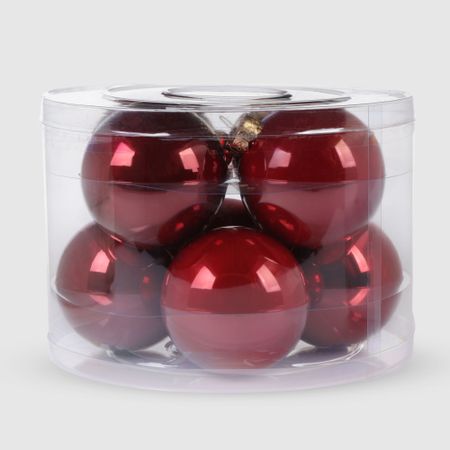 Набор ёлочных игрушек Linhai jinnuo шары красные стекло 8 шт 8 см