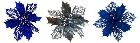 Украшение Снежная королева Цветок пуансеттия 16 см, 1 шт в ассортименте