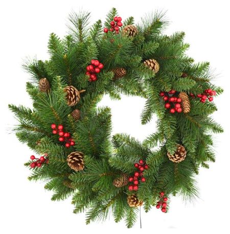 Декорация Венок еловый шишки и ягоды, 60 см