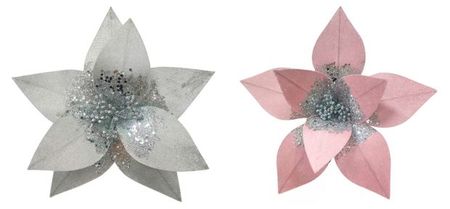 Украшение Розовый зефир Цветок пуансеттия 20 см, 1 шт в ассортименте